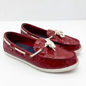 Cole Haan Red Patent Leather Boat Shoes